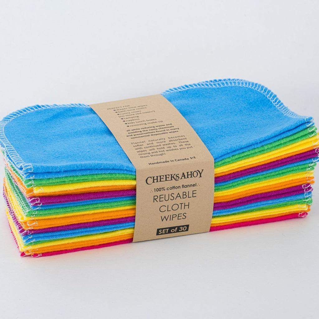 Reusable Cloth Wipes-30-pack-Rainbow-Cheeks Ahoy