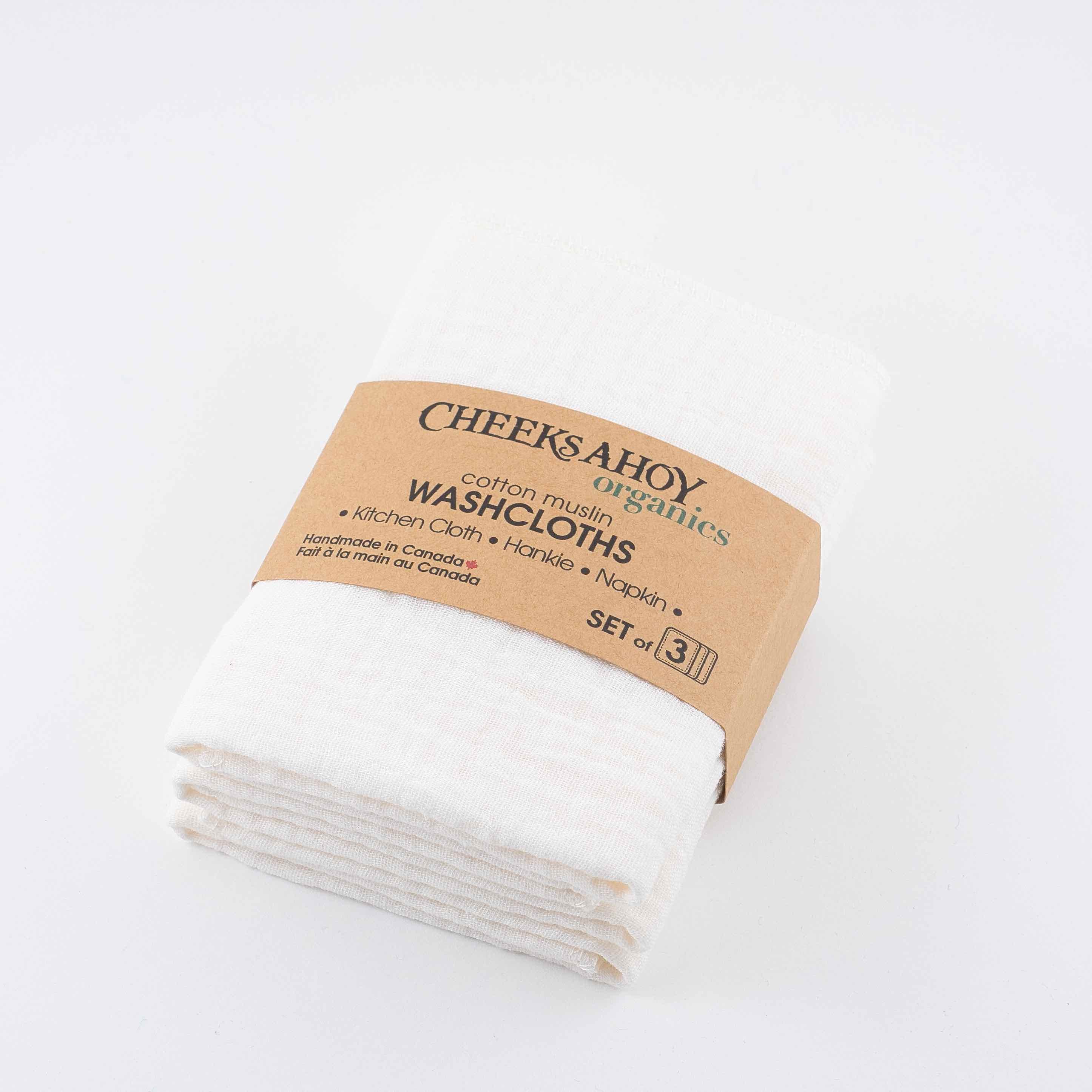 Organic Cotton Muslin Washcloth • Kitchen Cloth • Hankie • Napkin • –  Cheeks Ahoy