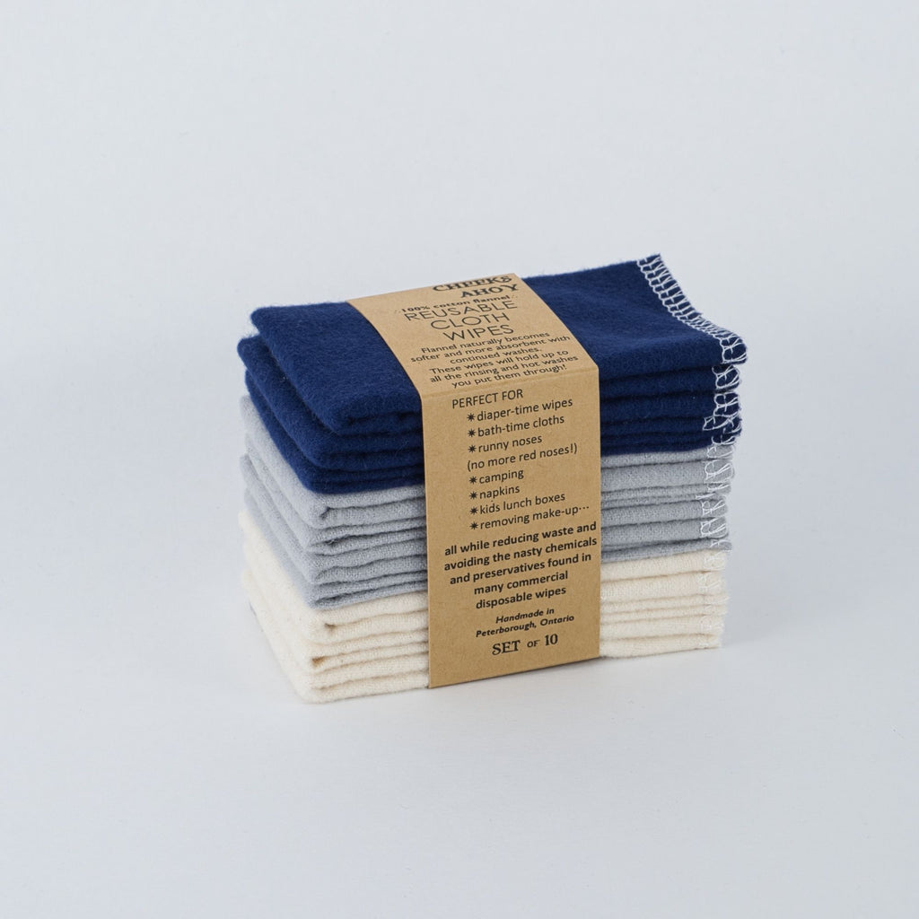 Reusable Cloth Wipes-10-pack-Navy-Cheeks Ahoy