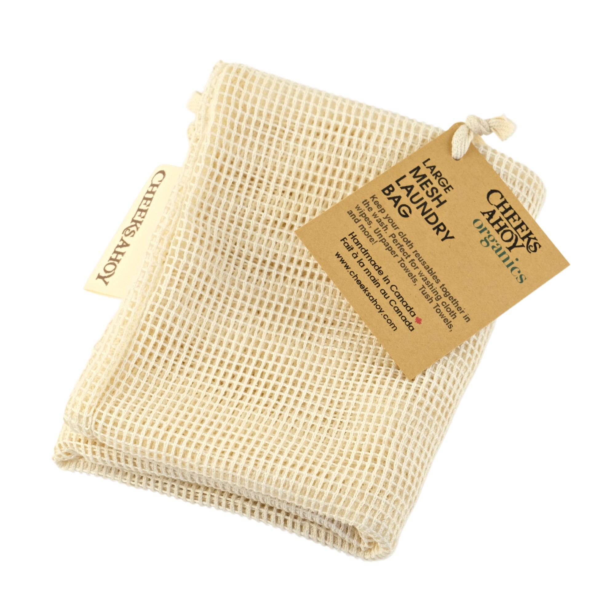 Organic Cotton Mesh Laundry Bag LARGE Cheeks Ahoy