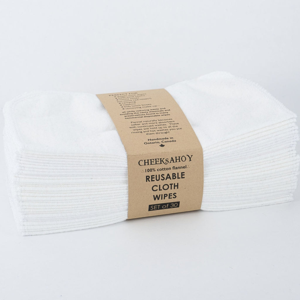 Reusable Cloth Wipes-30-pack-White-Cheeks Ahoy